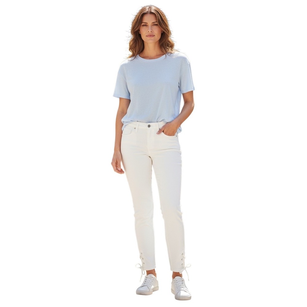 Pilcro and the Letterpress White Lace Up Ankle Slim Jeans Size 29